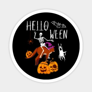 Hello Ween Skeleton Riding Kangaroo Halloween Funny Magnet